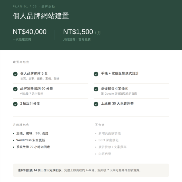品牌啟動｜個人品牌網站建置
